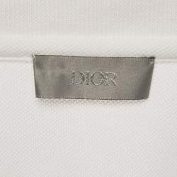 Pre Owned Dior Homme White CD Embroidered Pique Polo T-Shirt 3XL