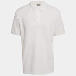 Pre Owned Dior Homme White CD Embroidered Pique Polo T-Shirt 3XL