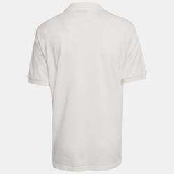 Pre Owned Dior Homme White CD Embroidered Pique Polo T-Shirt 3XL