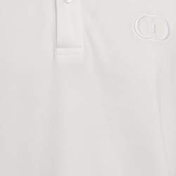 Pre Owned Dior Homme White CD Embroidered Pique Polo T-Shirt 3XL
