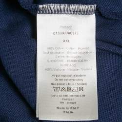 Pre Owned Dior Homme Blue CD Embroidered Pique Polo T-Shirt XXL