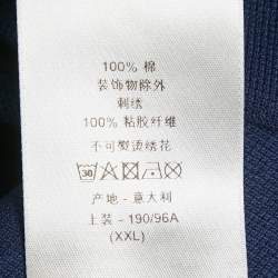 Pre Owned Dior Homme Blue CD Embroidered Pique Polo T-Shirt XXL
