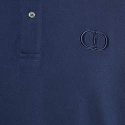 Pre Owned Dior Homme Blue CD Embroidered Pique Polo T-Shirt XXL