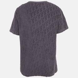 Pre Owned Dior Homme Blue Oblique Terry Cotton Relaxed Fit T-Shirt L