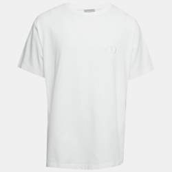 Pre Owned Dior Homme White CD Icon Embroidered Jersey T-Shirt XL