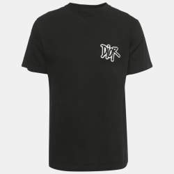 Pre Owned Dior Homme Black Logo Applique Cotton T-Shirt M