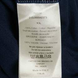 Pre Owned Dior Homme Blue CD Embroidered Pique Polo T-Shirt XXXL