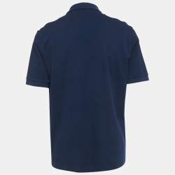 Pre Owned Dior Homme Blue CD Embroidered Pique Polo T-Shirt XXXL