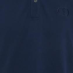 Pre Owned Dior Homme Blue CD Embroidered Pique Polo T-Shirt XXXL