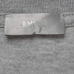 Pre Owned Dior Homme Grey Embroidered Cotton Jersey T-Shirt XXL