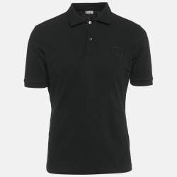 Pre Owned Dior Homme Black CD Embroidered Pique Polo T-Shirt XXL