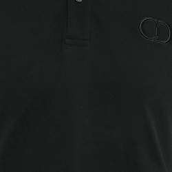 Pre Owned Dior Homme Black CD Embroidered Pique Polo T-Shirt XXL