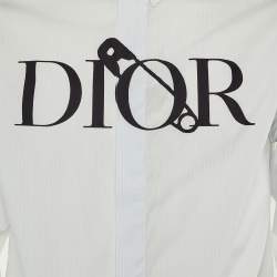 Pre Owned Dior Homme X Judy Blame White Logo Safety Pin Cotton Long Sleeve Shirt S