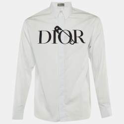 Pre Owned Dior Homme X Judy Blame White Logo Safety Pin Cotton Long Sleeve Shirt S