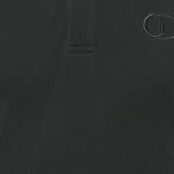 Pre Owned Dior Homme Black CD Embroidered Cotton Polo T-Shirt XXL