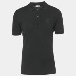 Pre Owned Dior Homme Black CD Embroidered Cotton Polo T-Shirt XXL