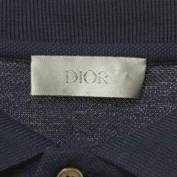 Pre Owned Dior Homme Blue CD Embroidered Pique Polo T-Shirt M