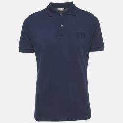 Pre Owned Dior Homme Blue CD Embroidered Pique Polo T-Shirt M