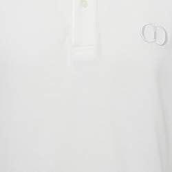 Pre Owned Dior Homme White CD Embroidered Pique Polo T-Shirt XL