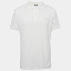 Pre Owned Dior Homme White CD Embroidered Pique Polo T-Shirt XL