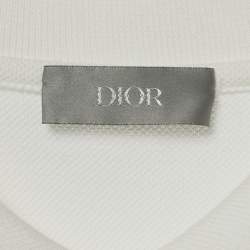 Pre Owned Dior Homme White CD Embroidered Pique Polo T-Shirt XL