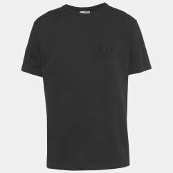 Pre Owned Dior Homme Black CD Embroidered Jersey T-Shirt L
