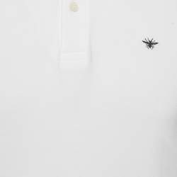 Pre Owned Dior Homme White Bee Embroidered Pique Polo T-Shirt M