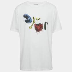 Pre Owned Dior Homme White Beatle Print Cotton T-Shirt XL