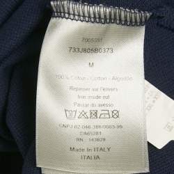 Pre Owned Dior Homme Blue Bee Embroidered Pique Polo T-Shirt M