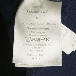 Pre Owned Dior Homme Blue Bee Embroidered Pique Polo T-Shirt M