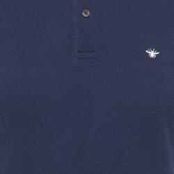 Pre Owned Dior Homme Blue Bee Embroidered Pique Polo T-Shirt M