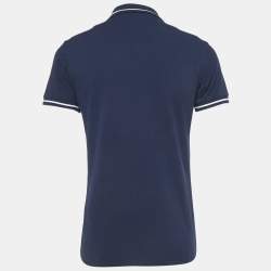 Pre Owned Dior Homme Blue Bee Embroidered Pique Polo T-Shirt M