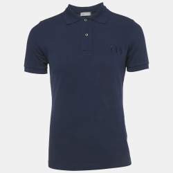 Pre Owned Dior Homme Blue CD Embroidered Pique Polo T-Shirt M