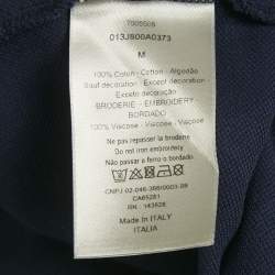Pre Owned Dior Homme Blue CD Embroidered Pique Polo T-Shirt M