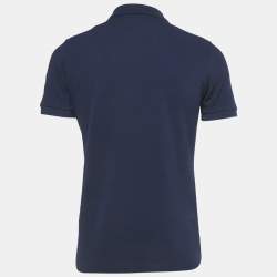 Pre Owned Dior Homme Blue CD Embroidered Pique Polo T-Shirt M