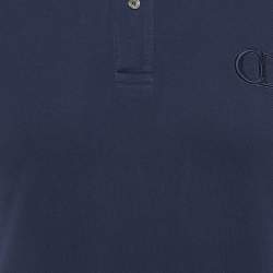 Pre Owned Dior Homme Blue CD Embroidered Pique Polo T-Shirt M