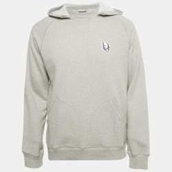 Pre Owned Dior Homme Grey Logo Applique Cotton Hooded Sweatshirt L