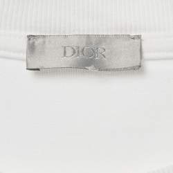 Pre Owned Dior Homme White Logo Embroidered Jersey T- Shirt M