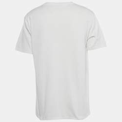 Pre Owned Dior Homme White Logo Embroidered Jersey T- Shirt M