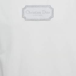 Pre Owned Dior Homme White Logo Embroidered Jersey T- Shirt M