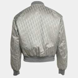 مملوكة مسبقًا Dior Homme Grey Synthetic Oblique Reversible Bomber Jacket Grey M