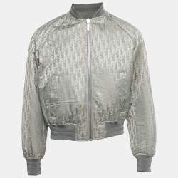 مملوكة مسبقًا Dior Homme Grey Synthetic Oblique Reversible Bomber Jacket Grey M