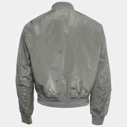 مملوكة مسبقًا Dior Homme Grey Synthetic Oblique Reversible Bomber Jacket Grey M