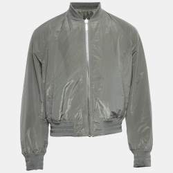 مملوكة مسبقًا Dior Homme Grey Synthetic Oblique Reversible Bomber Jacket Grey M