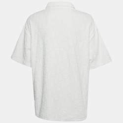 مملوكة مسبقًا Dior Homme White Oblique Monogram Jacquard Terry Polo T-Shirt XL