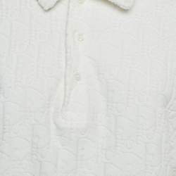 مملوكة مسبقًا Dior Homme White Oblique Monogram Jacquard Terry Polo T-Shirt XL