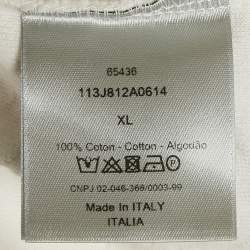 مملوكة مسبقًا Dior Homme White Oblique Monogram Jacquard Terry Polo T-Shirt XL