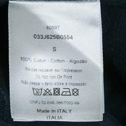 مملوكة مسبقًا تي شيرت ديور هوم أزرق كحلي مطرز بشعار قطن مقاس صغير