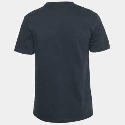 مملوكة مسبقًا تي شيرت ديور هوم أزرق كحلي مطرز بشعار قطن مقاس صغير