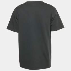 مملوكة مسبقًا تي شيرت ديور هوم قطن مطرز بشعار أسود مقاس صغير (إكس سمول)